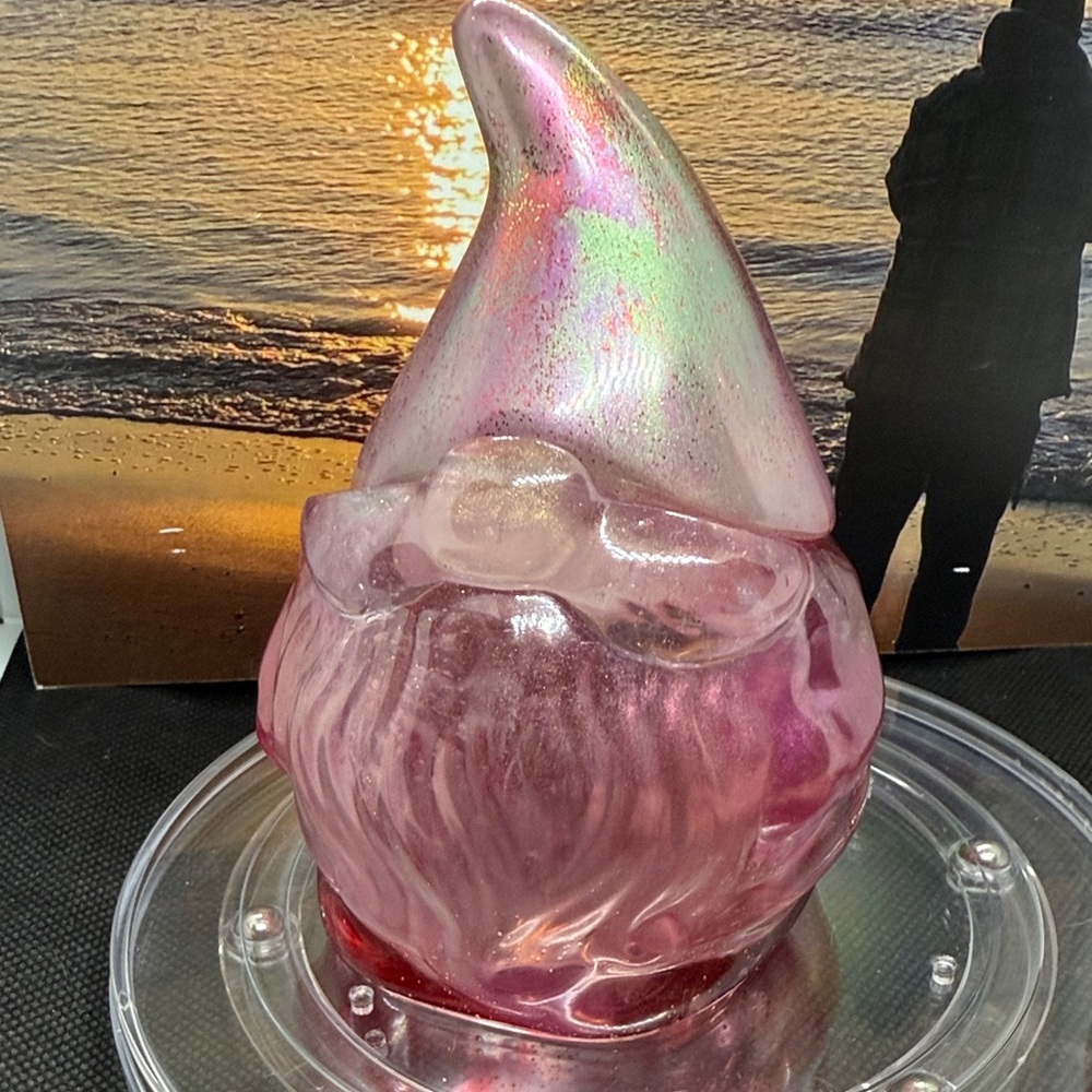 Iridescent Pink Resin Gnome Jar